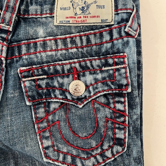 TRUE RELIGION Boys' 80s faded blue red jeans size 8 - Picture 10 of 10